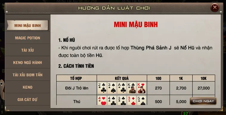 Minigame Mini Mậu Binh Tại B52 Club Đấu Trường Xếp Bài Siêu Tốc Thu Lợi Nhuận Khủng