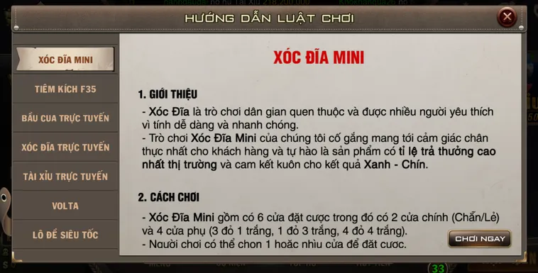 Minigame Xóc Dĩa Mini Tại B52 Club Đấu Trường Đỏ Đen Xanh Chín Ăn Thưởng Siêu Tốc